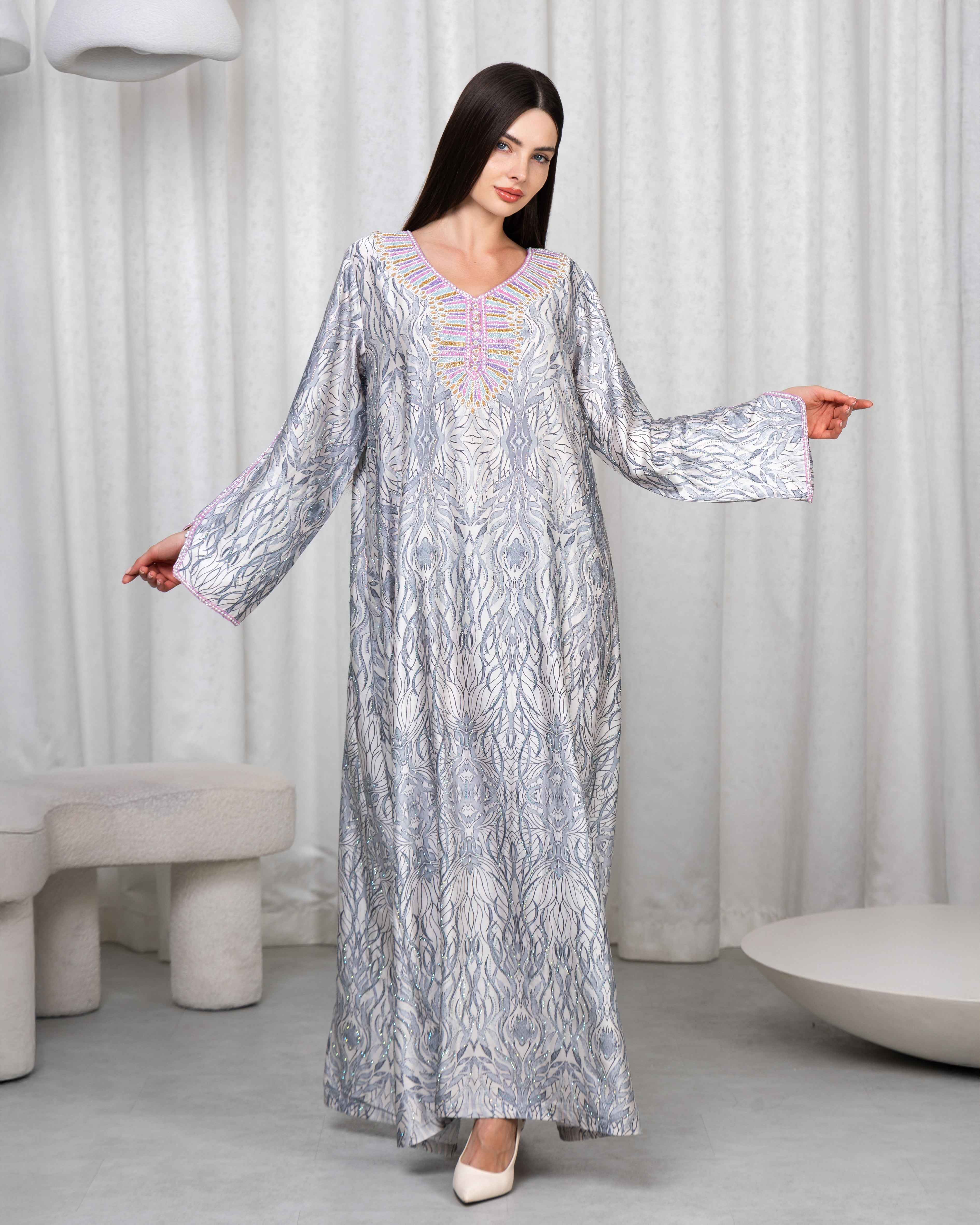 Cendria-MKW006 Silver Embroidered Couture Caftan