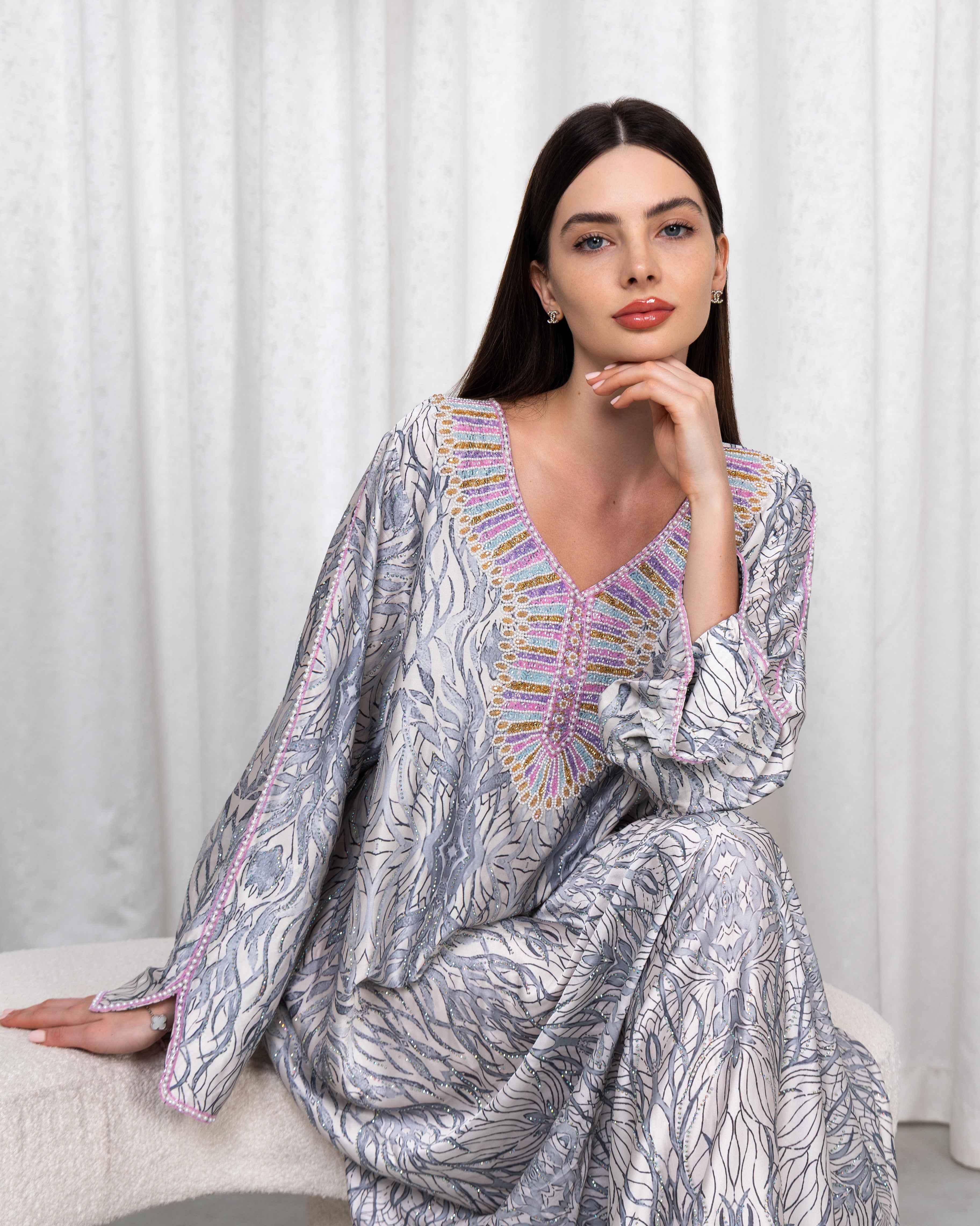 Cendria-MKW006 Silver Embroidered Couture Caftan