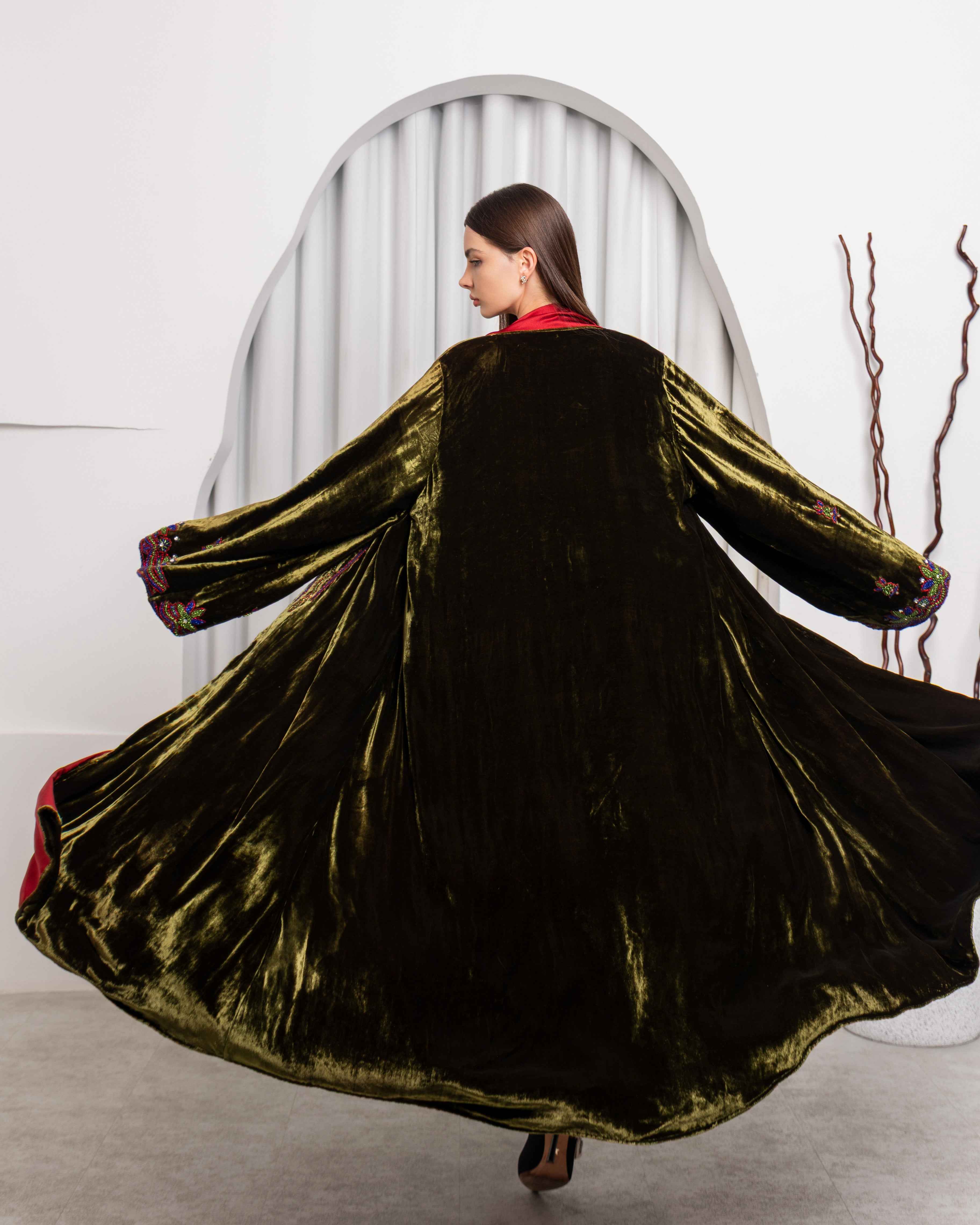Gem-ABY047 - Velvet Embroidered Abaya
