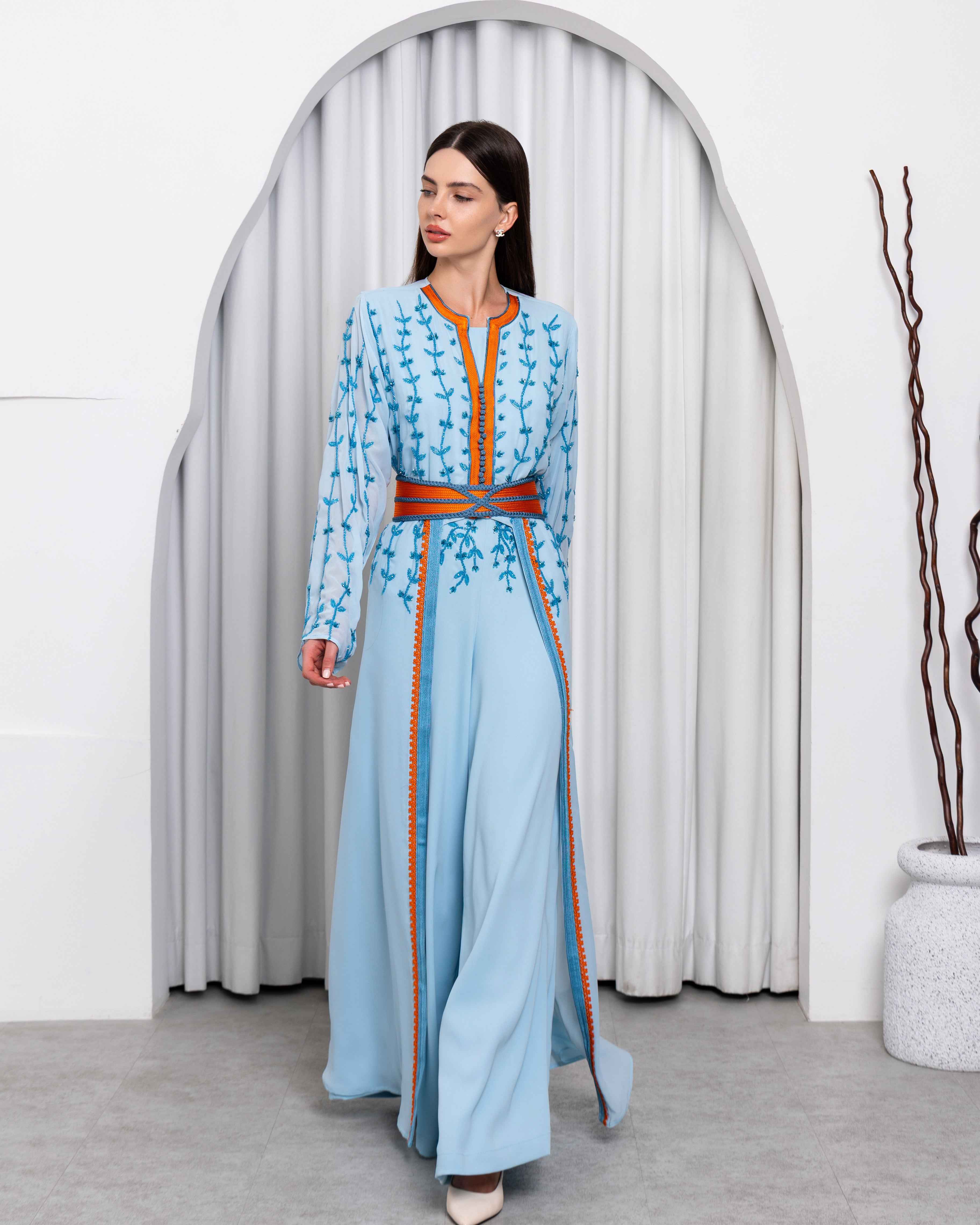 sky blue embroidered dress Floral Tulle Light Blue Embroidered Dress main image 0