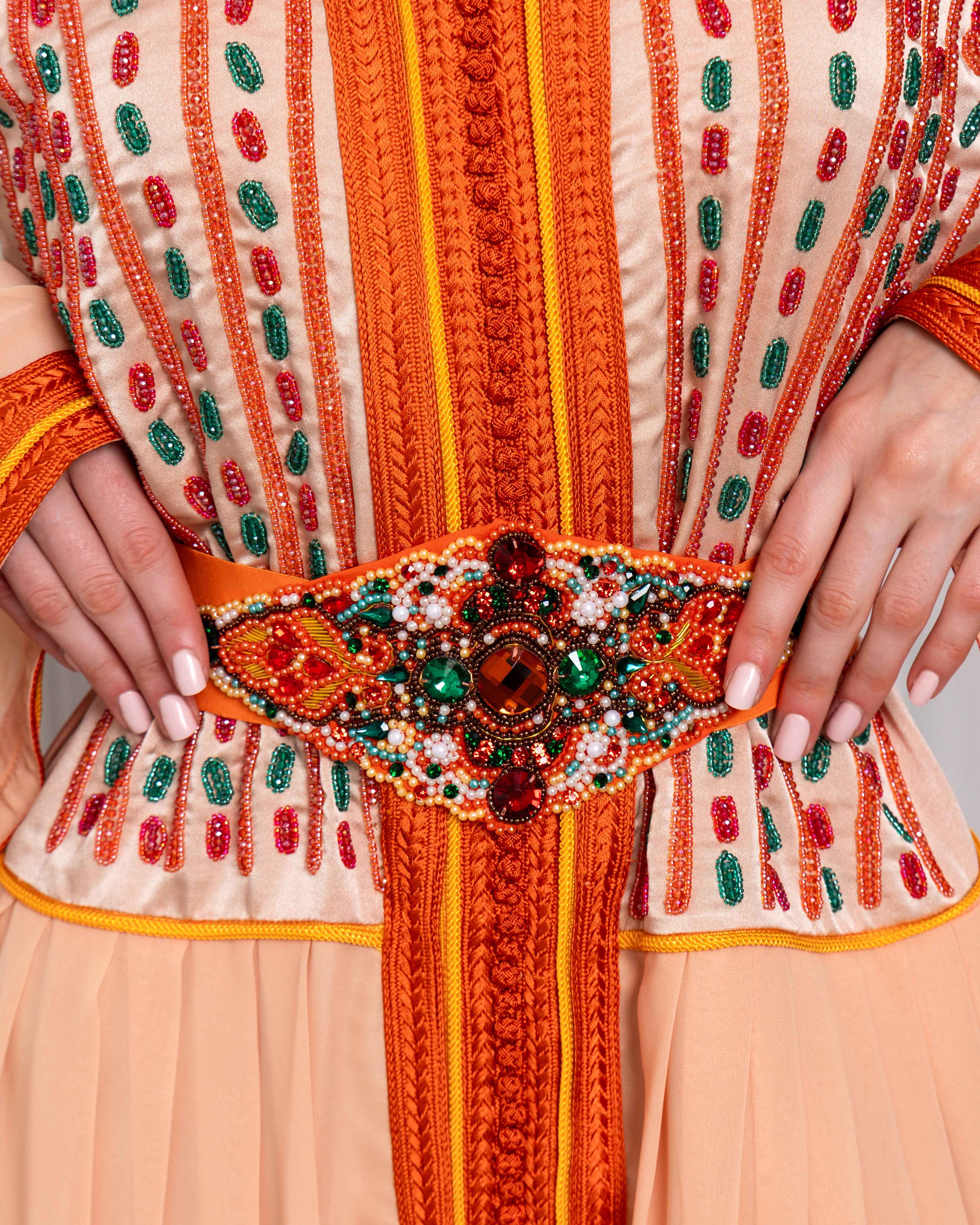 Rona-KTN067 - Sunset Embellished Chiffon Caftan