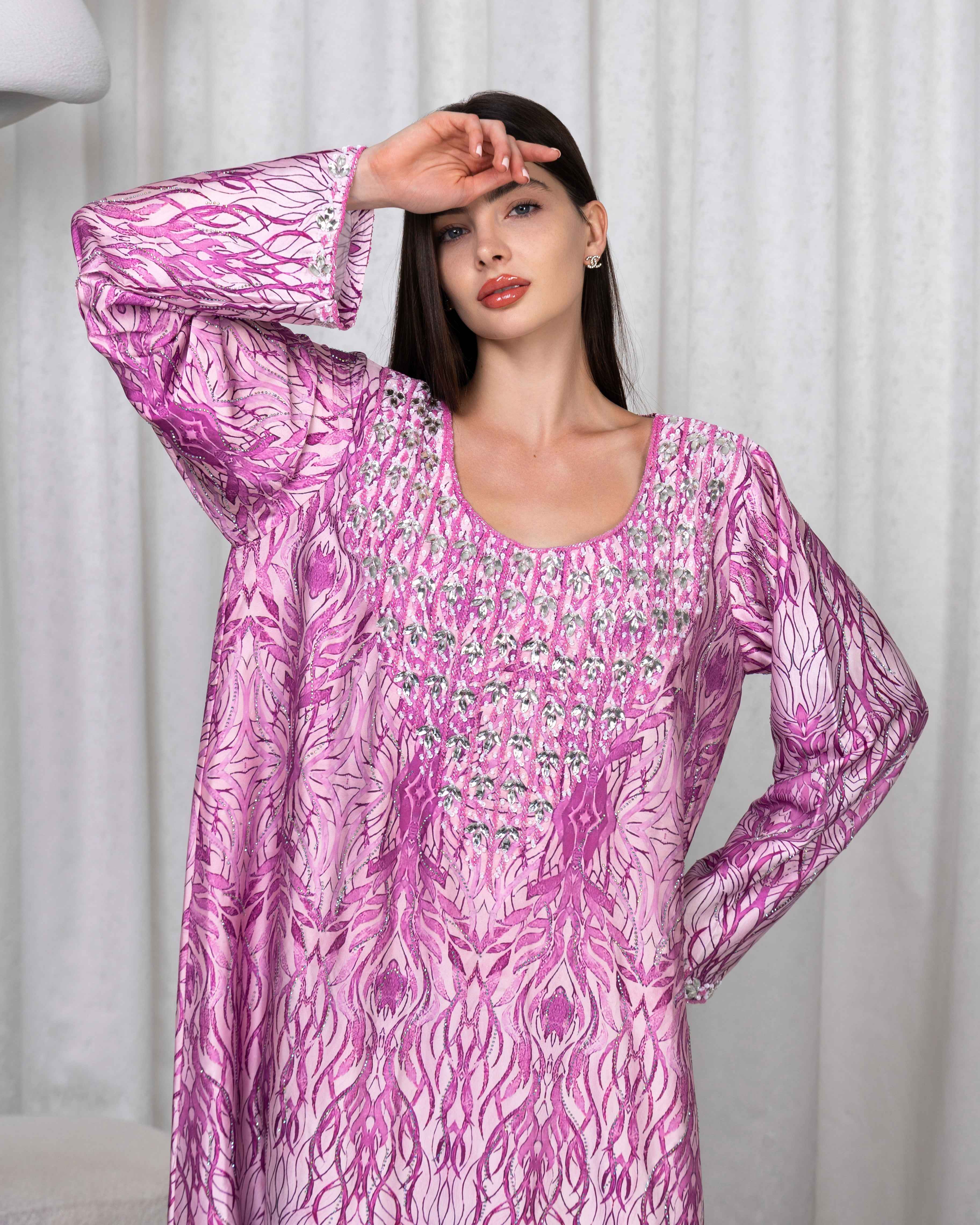 Rozana-MKW003 - Rose Quartz Embroidered Couture Mukhawar