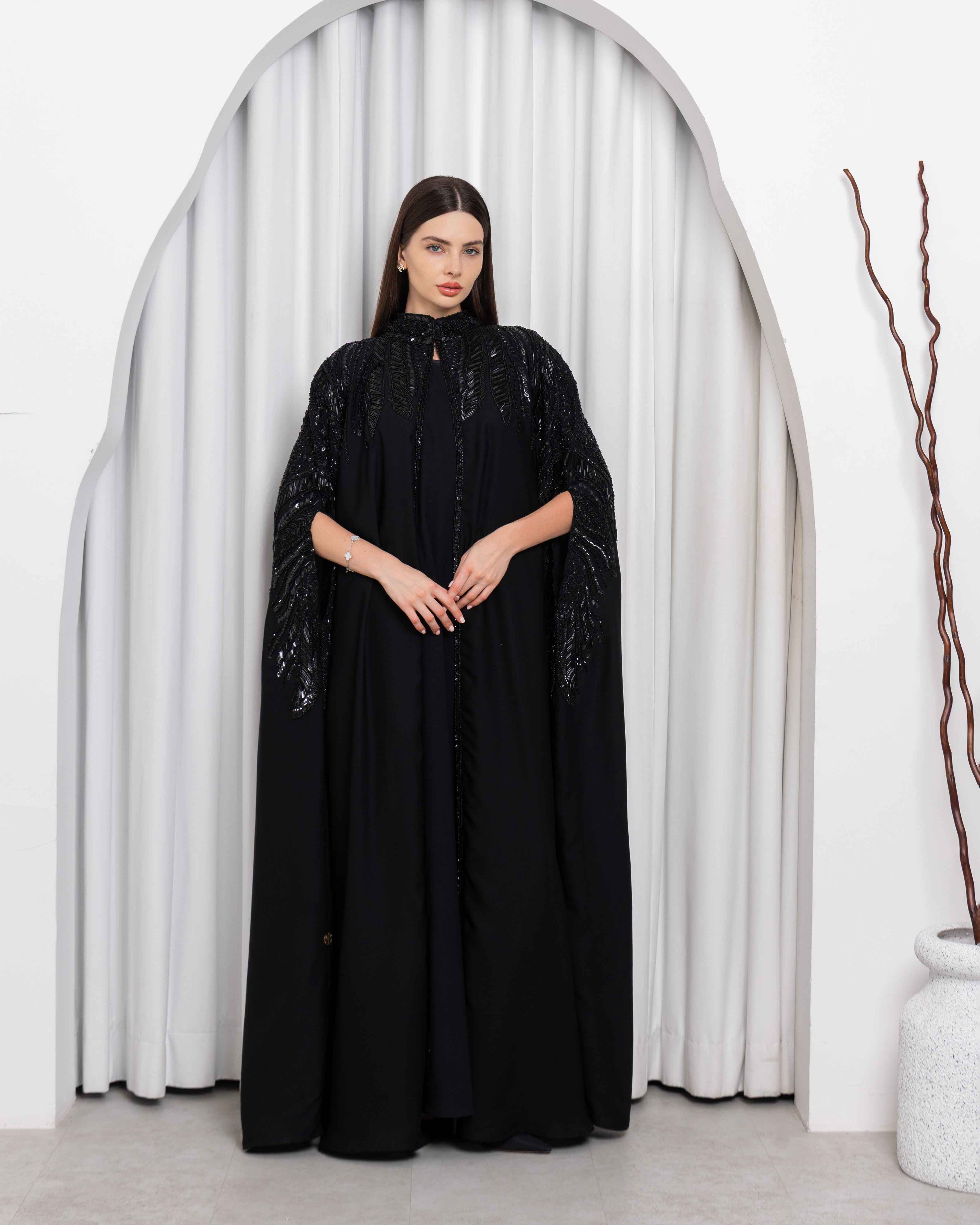 Umbra-ABY048 - Black Sequin Cape Abaya