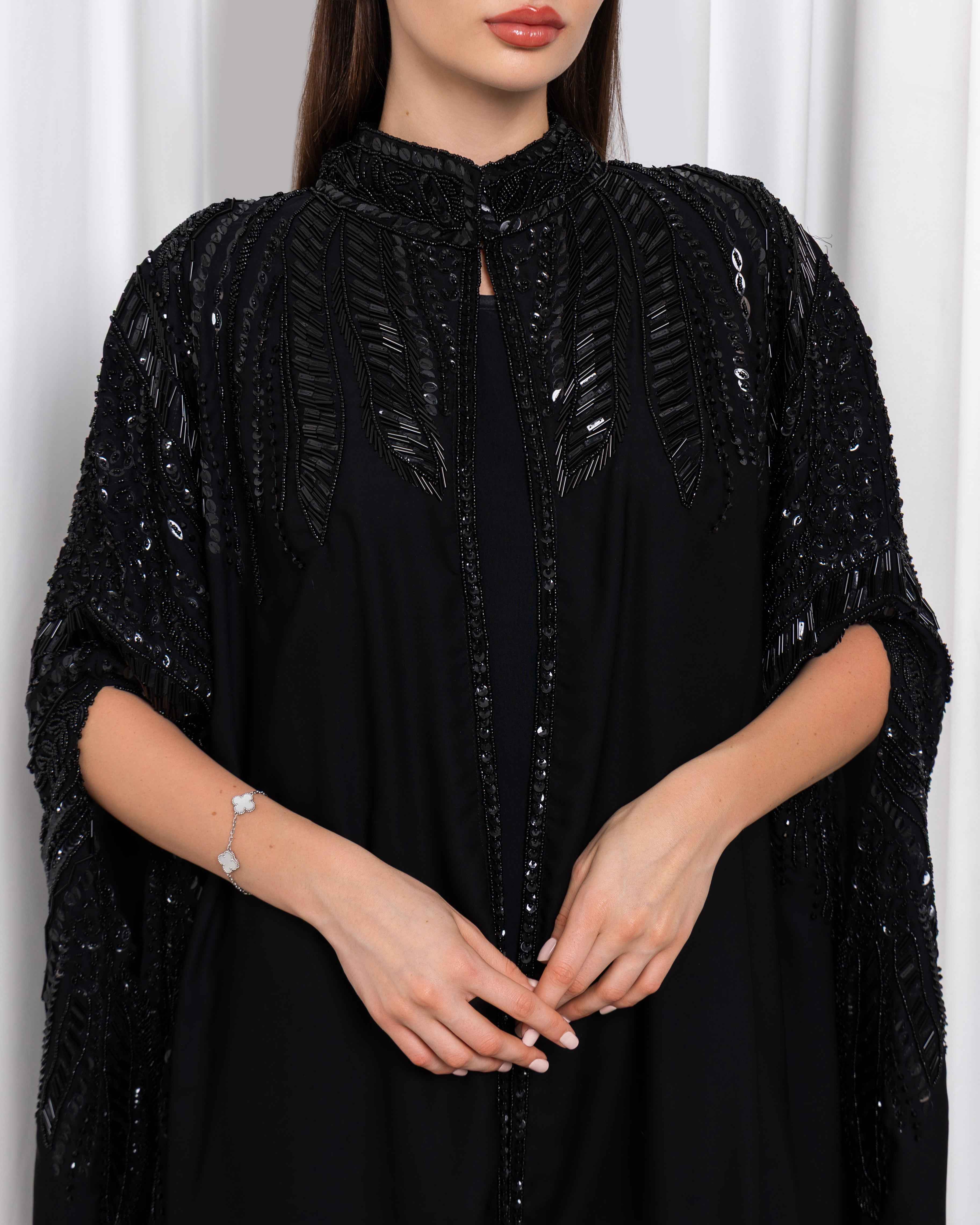 Umbra-ABY048 - Black Sequin Cape Abaya