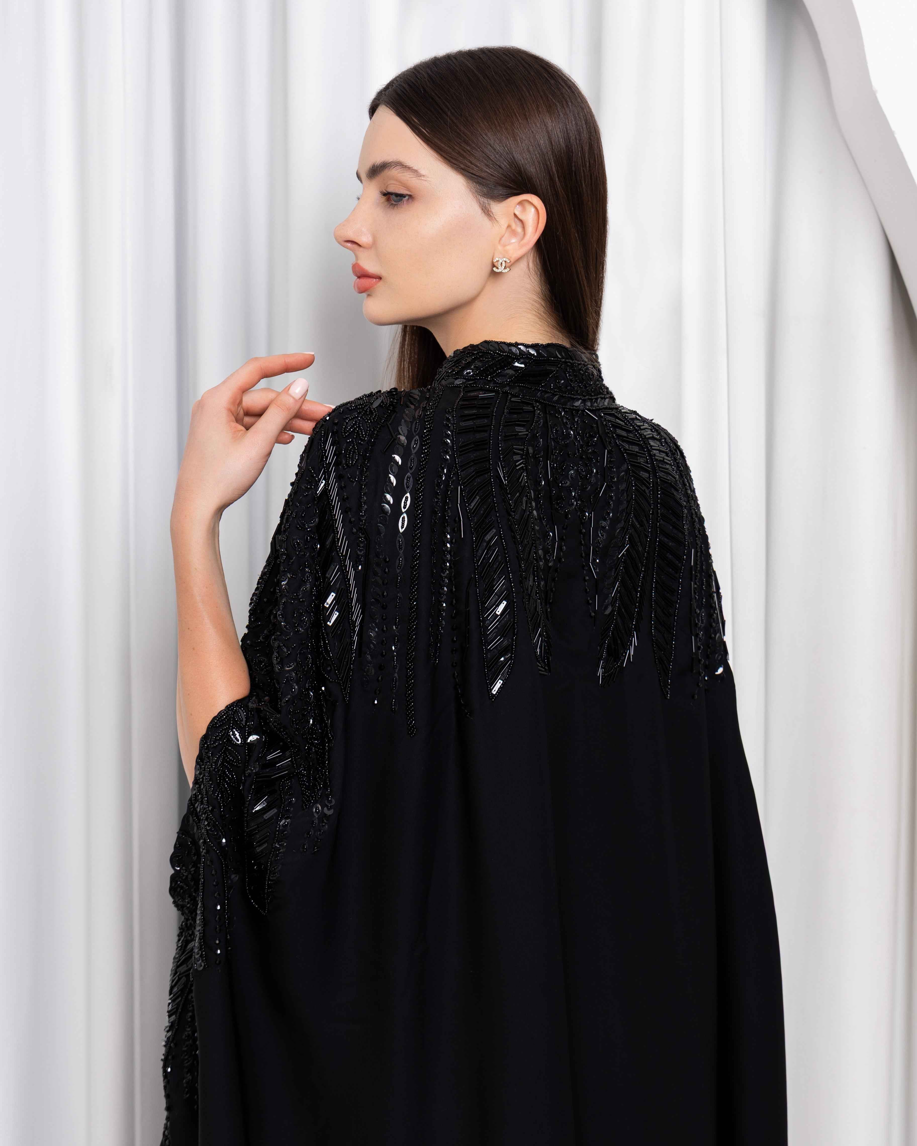 Umbra-ABY048 - Black Sequin Cape Abaya