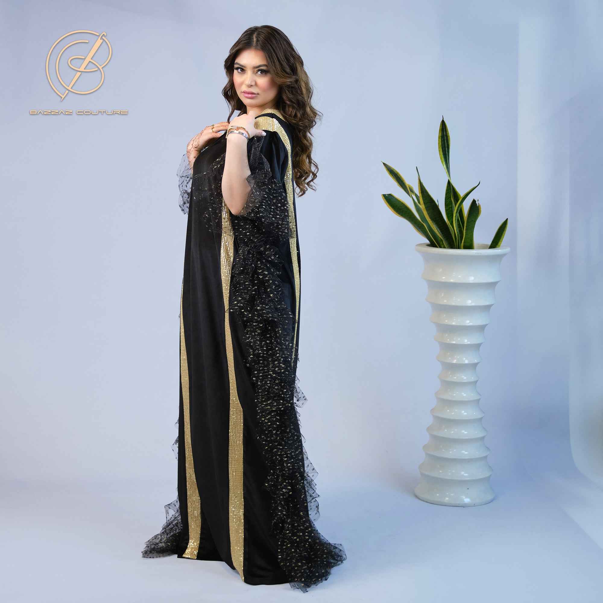 Gleam-KTN005 - Midnight Gold Statement Kaftan