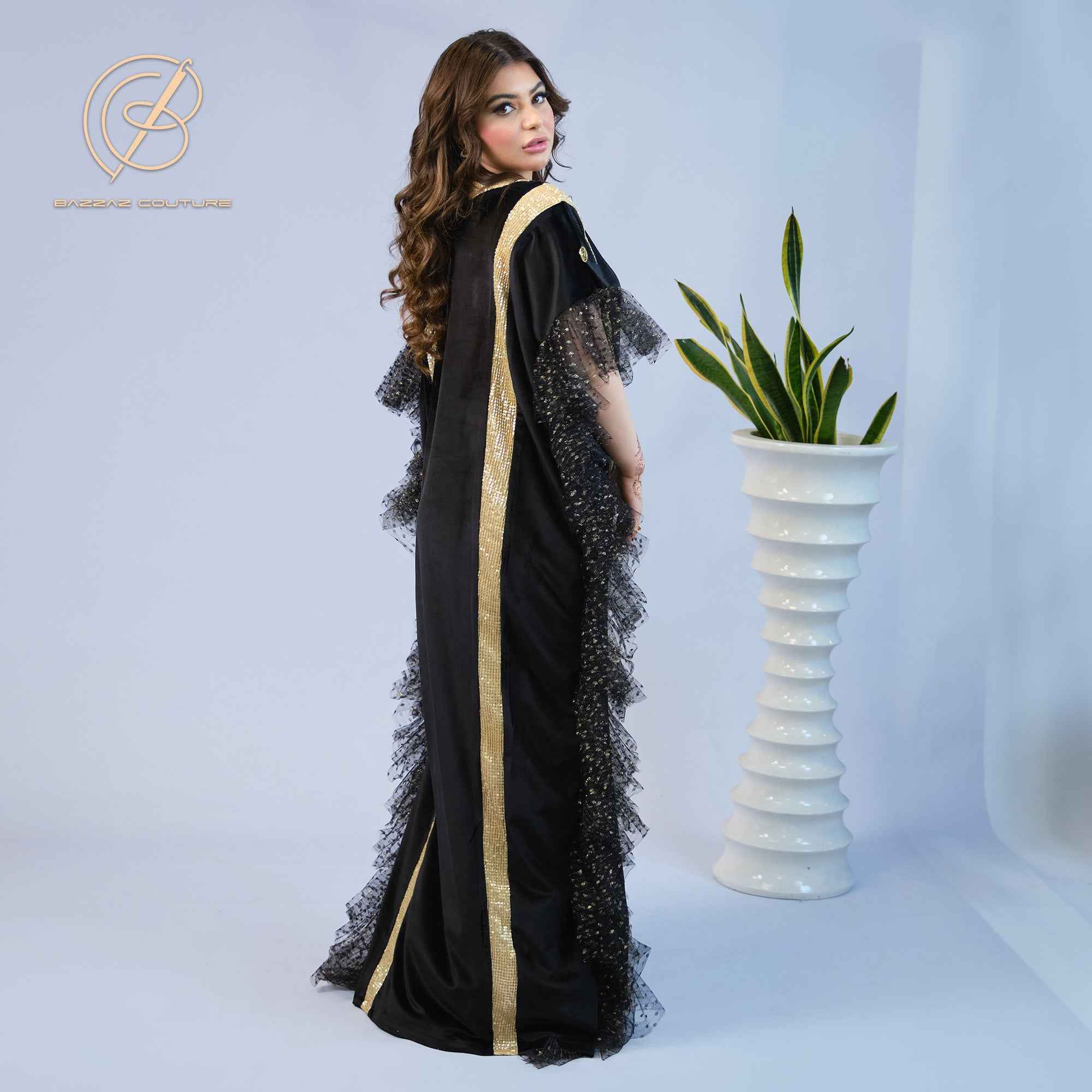 Gleam-KTN005 - Midnight Gold Statement Kaftan