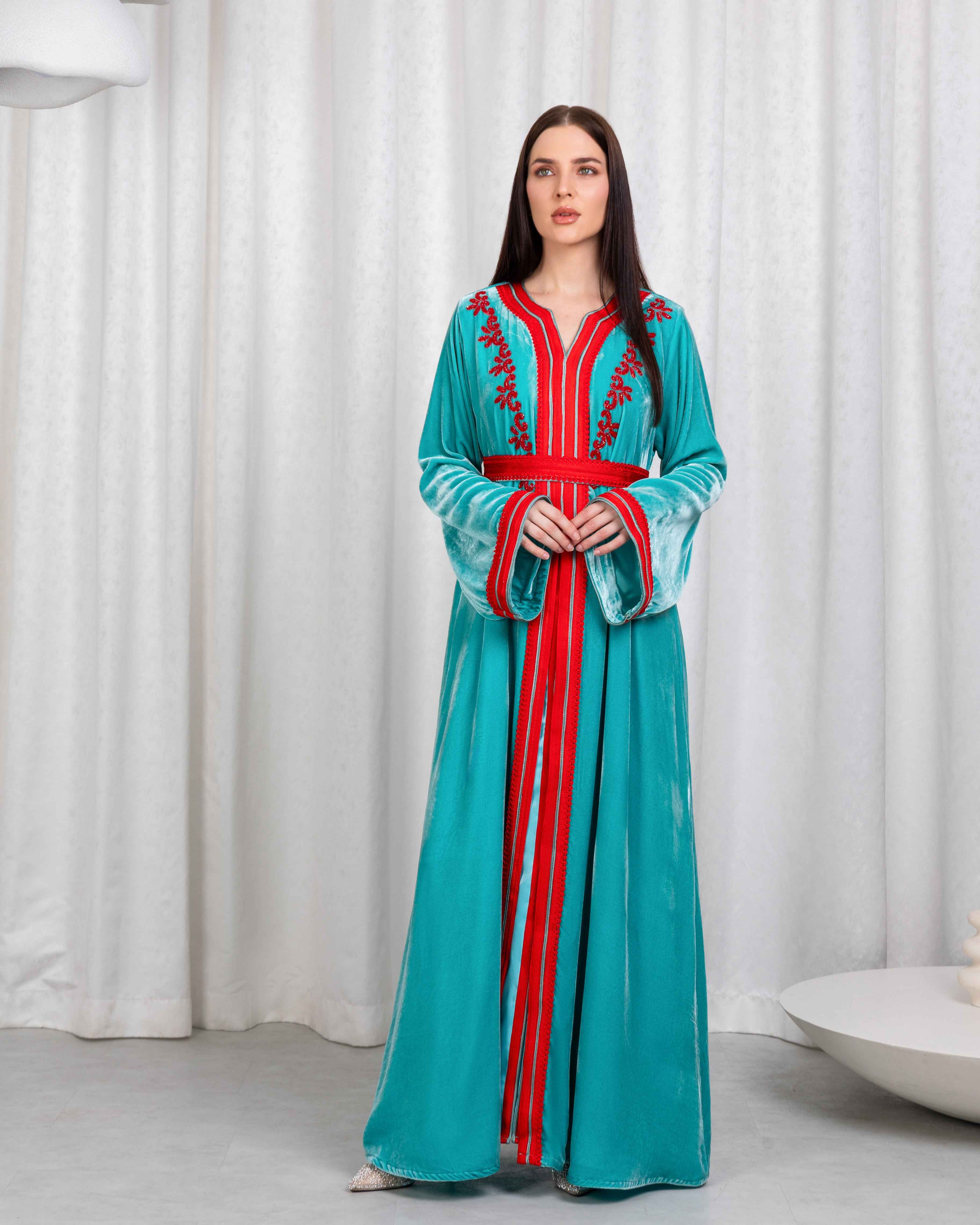 Zafira-KTN080 - Emerald Flame Kaftan
