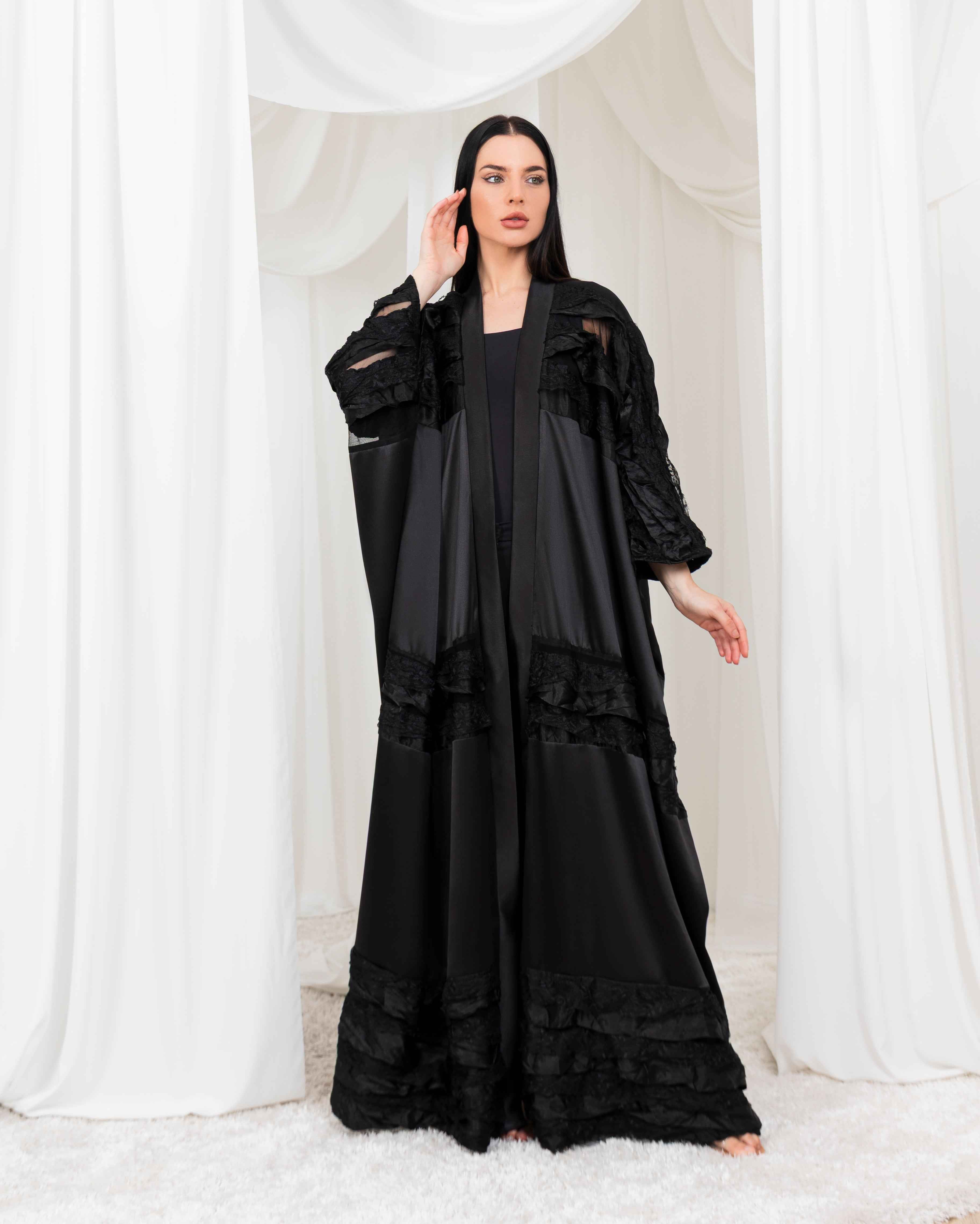 Twilight-ABY044 - Noir Cascade Abaya