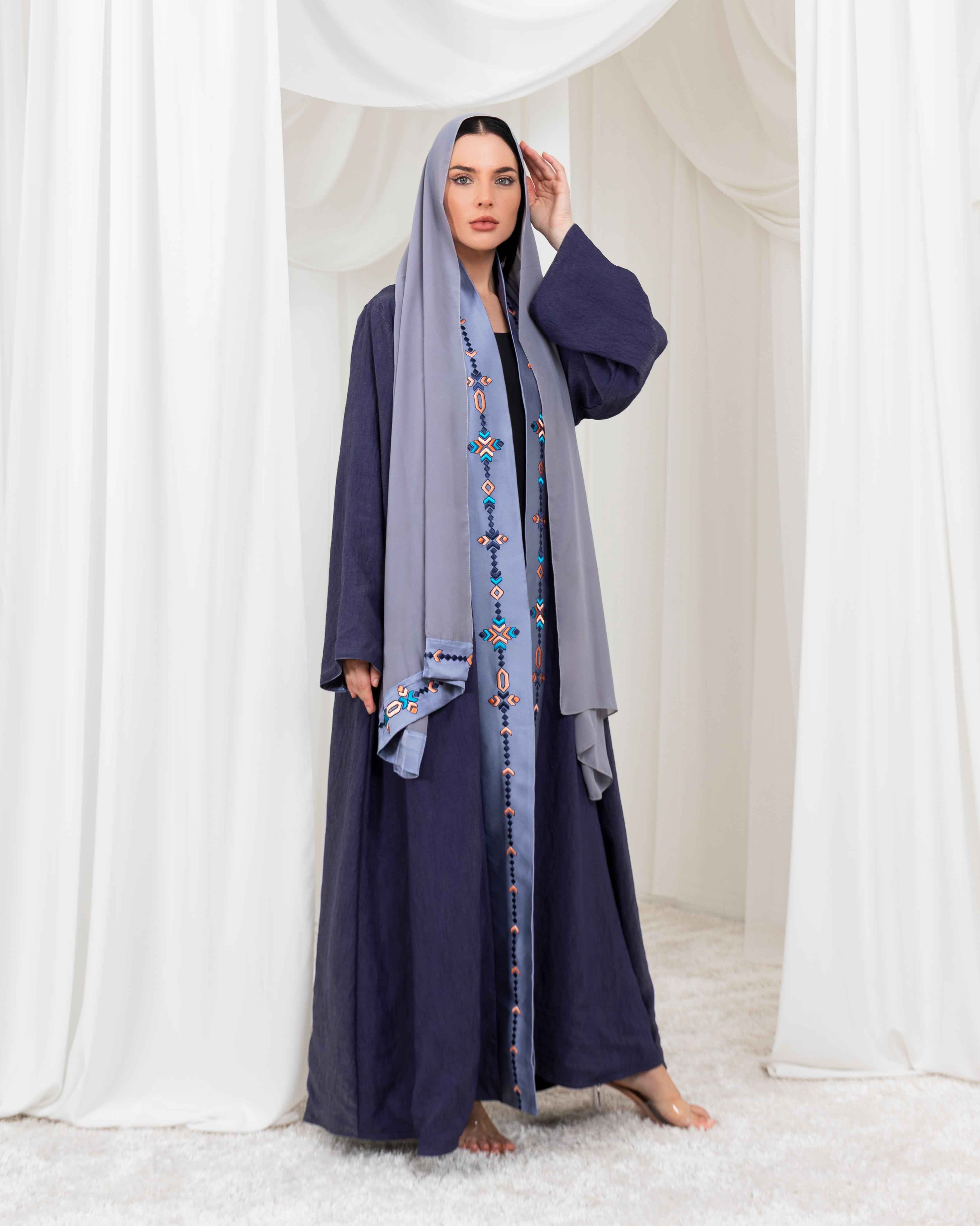 Morpho-ABY046 - Indigo Heritage Abaya