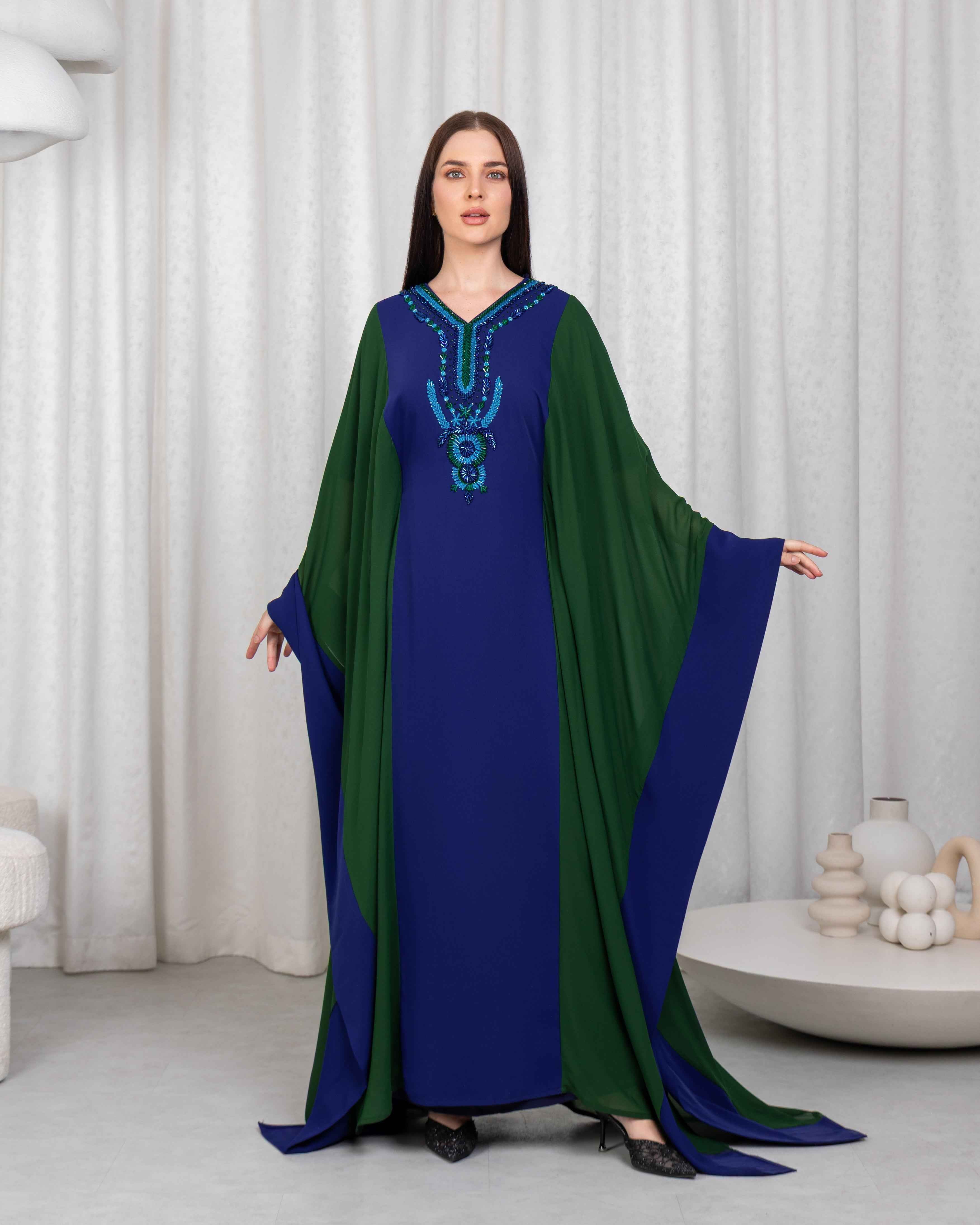 Lagon-KTN059 - Emerald Tide Kaftan