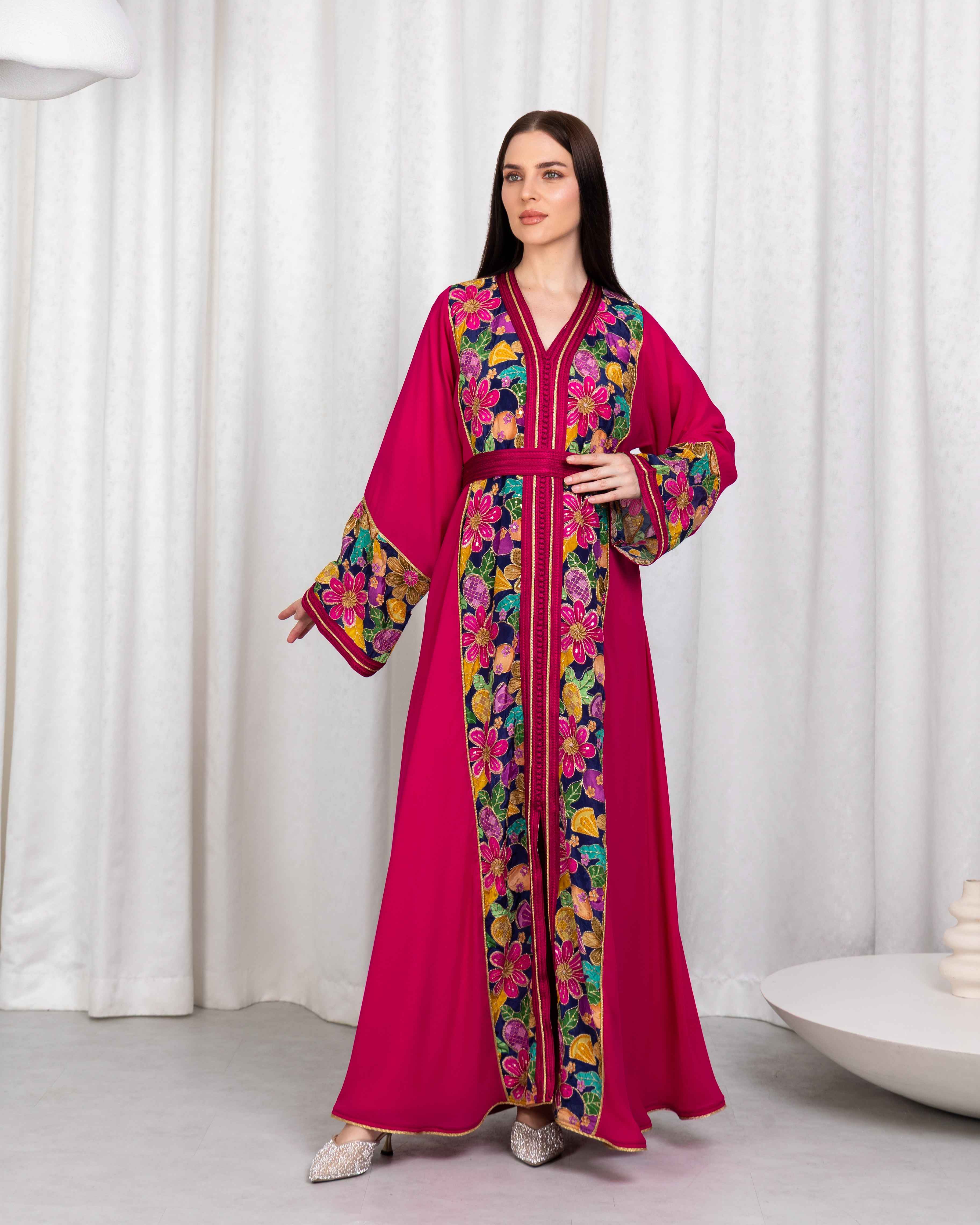 Bloom-KTN077 - Fuchsia Garden Kaftan
