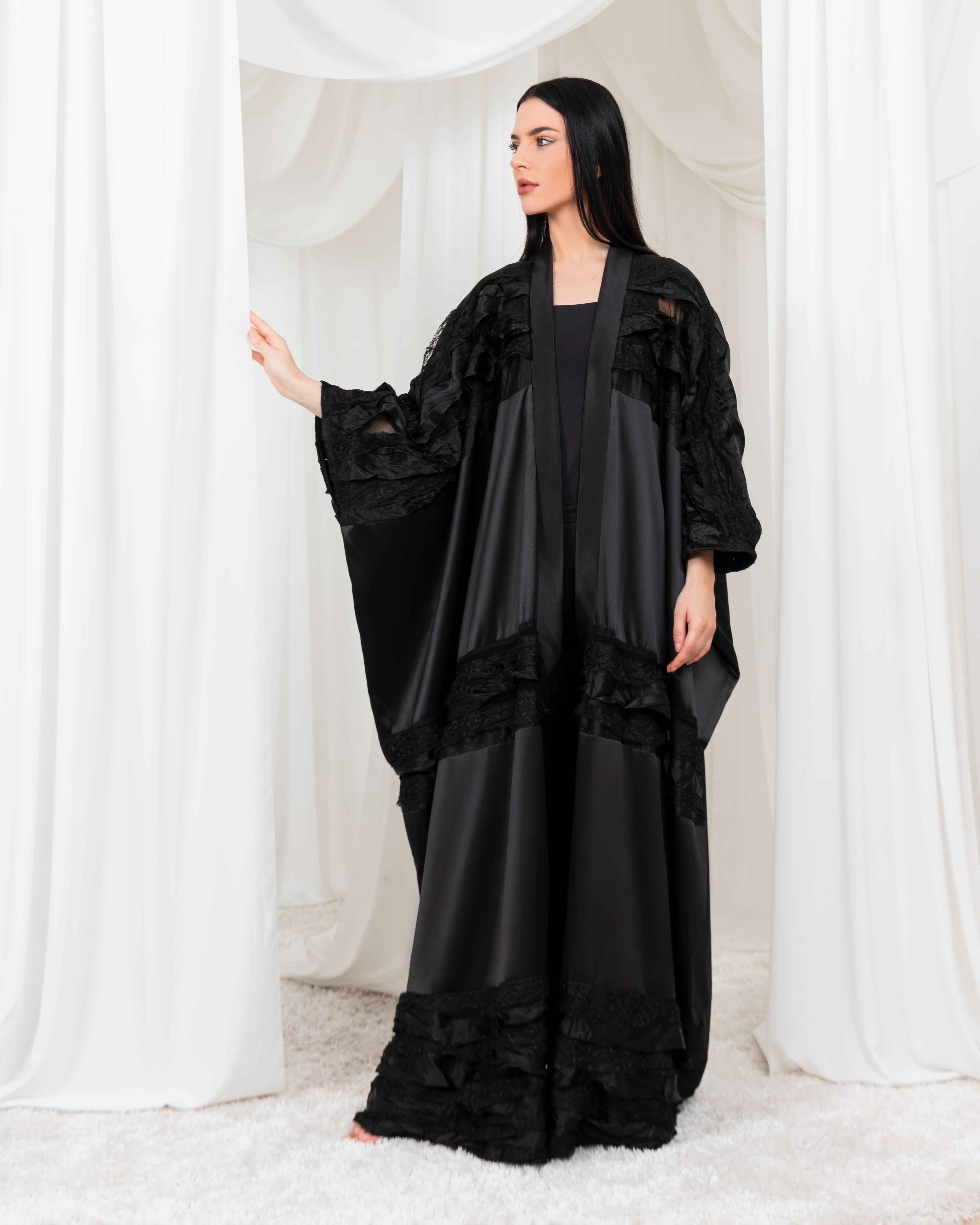 Twilight-ABY044 - Noir Cascade Abaya