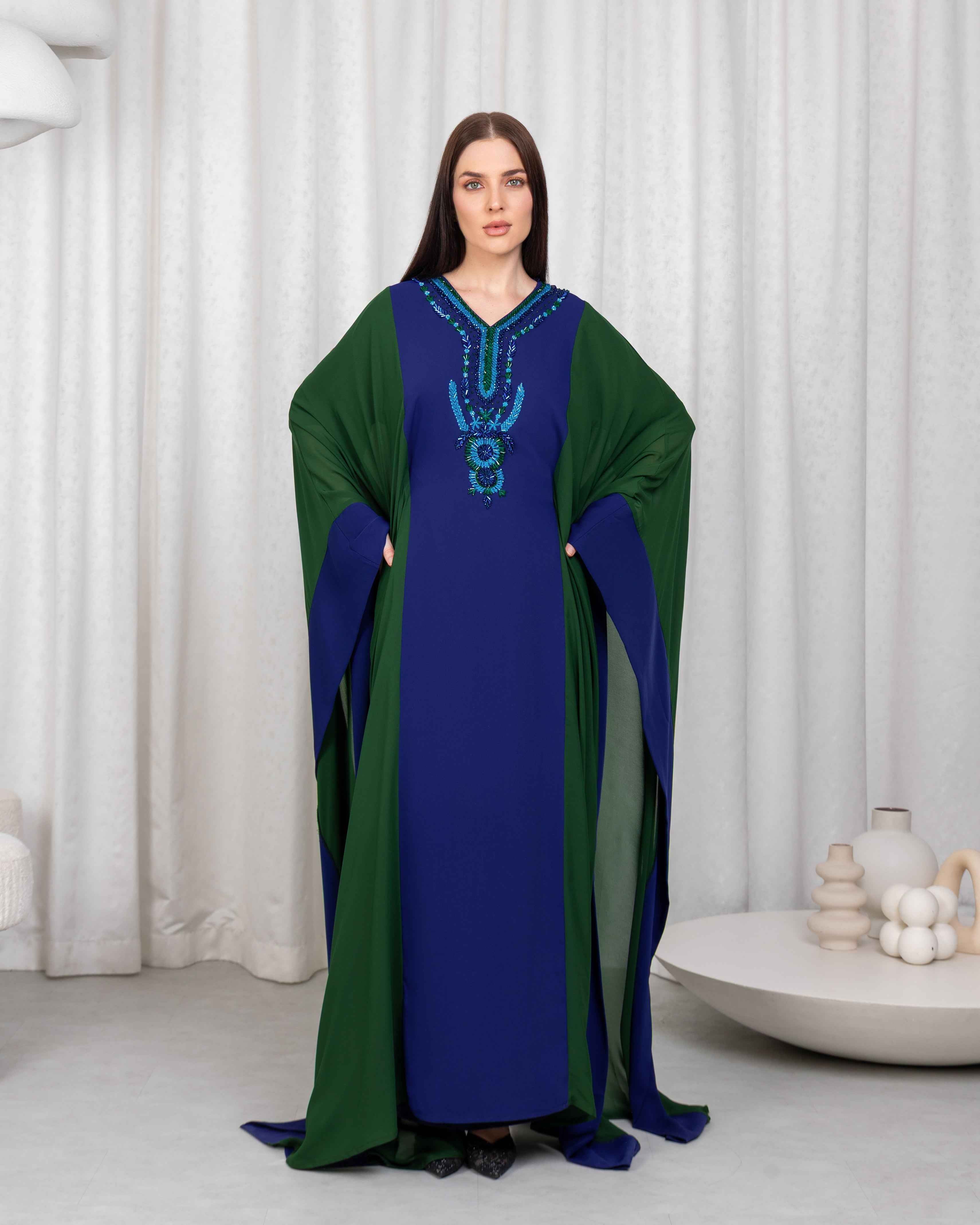 Lagon-KTN059 - Emerald Tide Kaftan