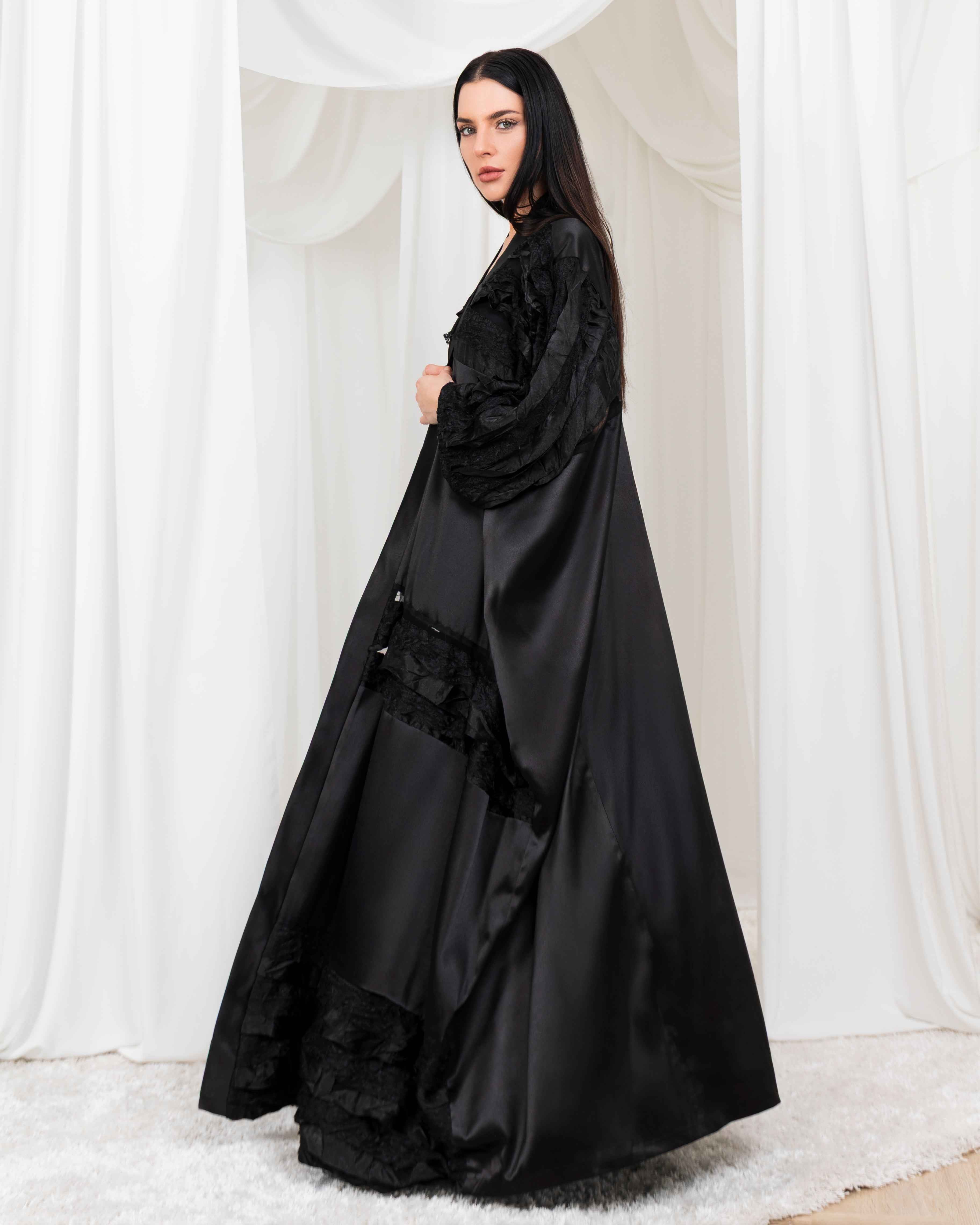 Twilight-ABY044 - Noir Cascade Abaya