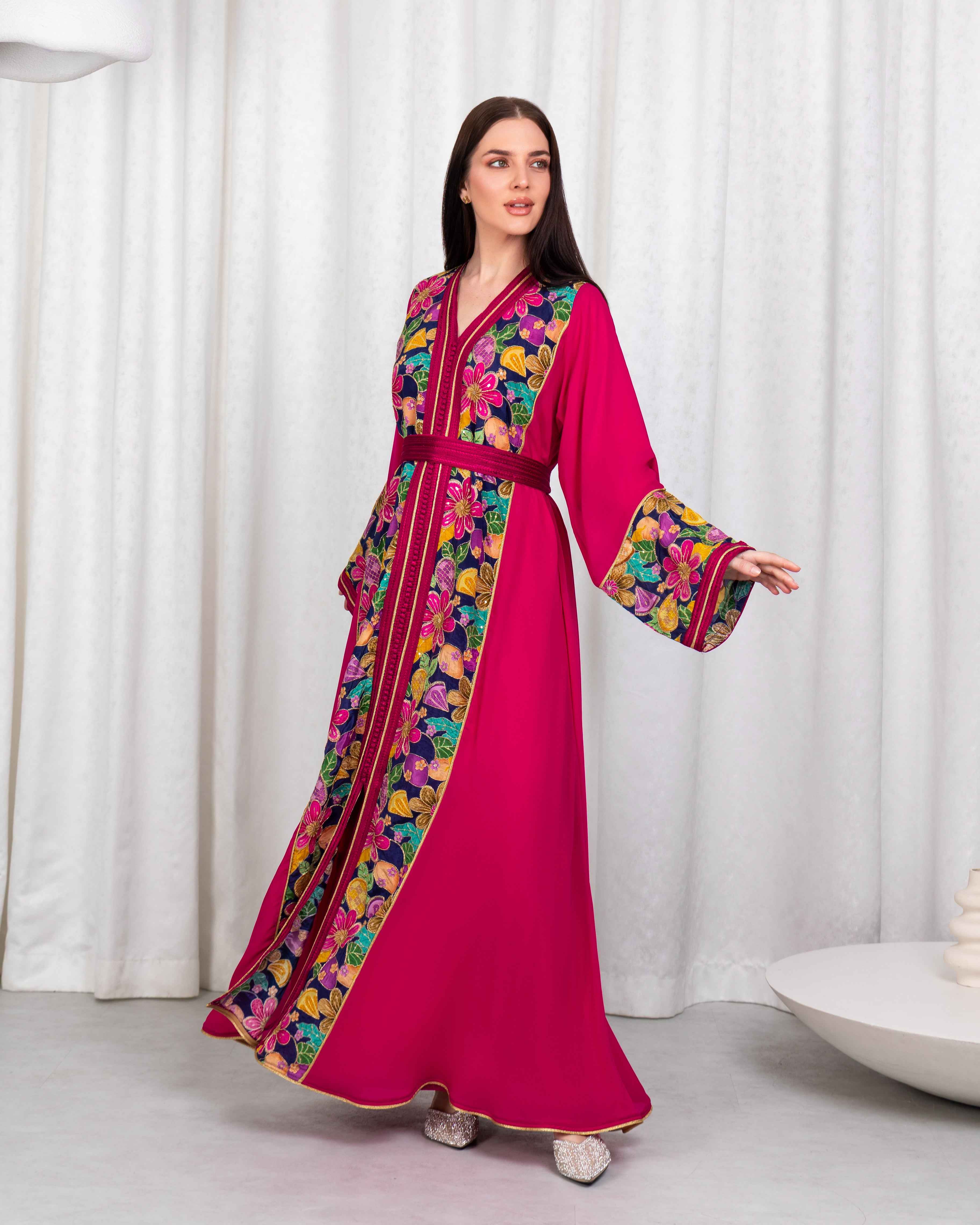 Bloom-KTN077 - Fuchsia Garden Kaftan