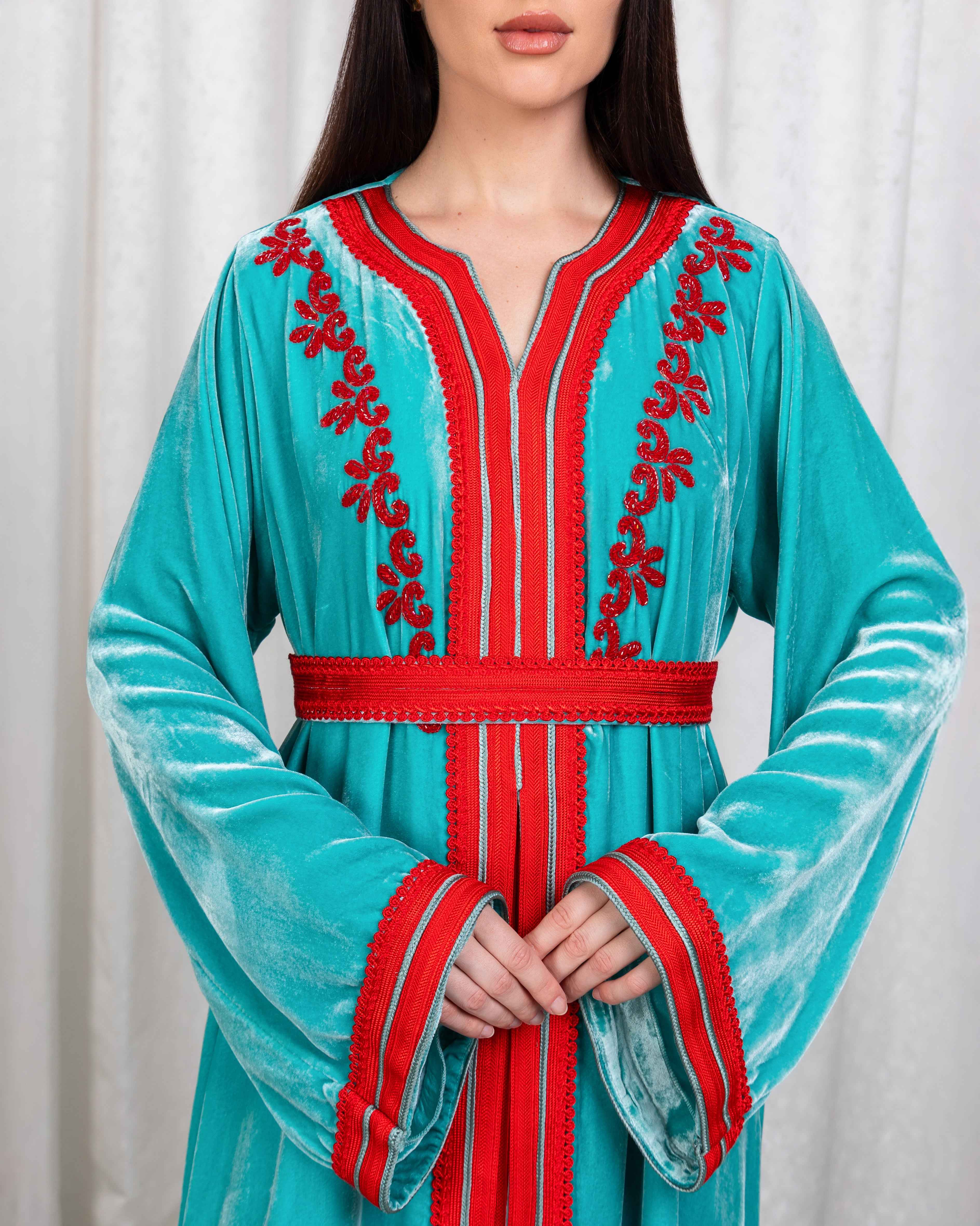 Zafira-KTN080 - Emerald Flame Kaftan