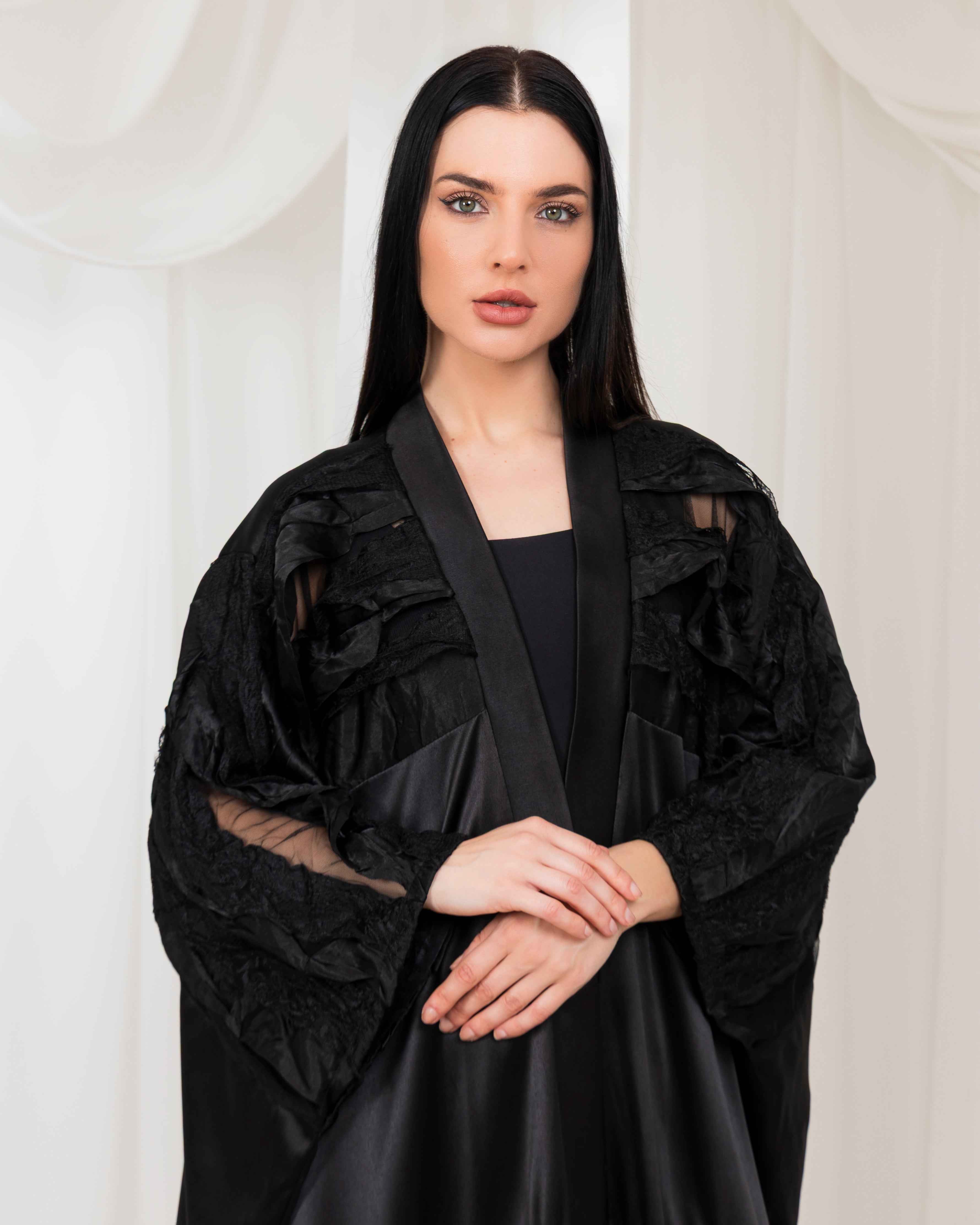 Twilight-ABY044 - Noir Cascade Abaya