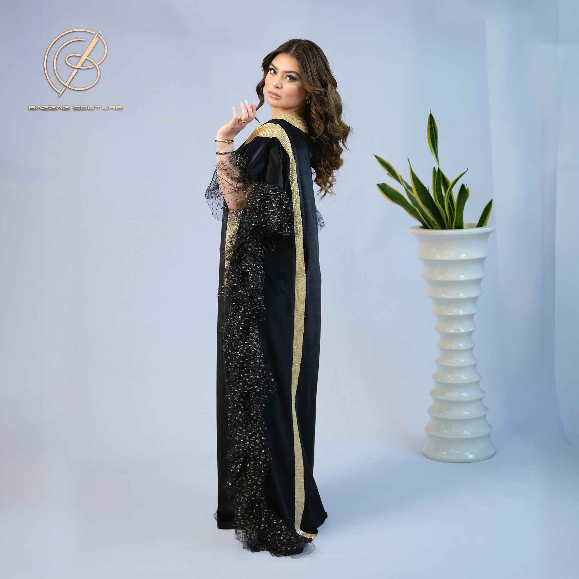 Gleam-KTN005 - Midnight Gold Statement Kaftan
