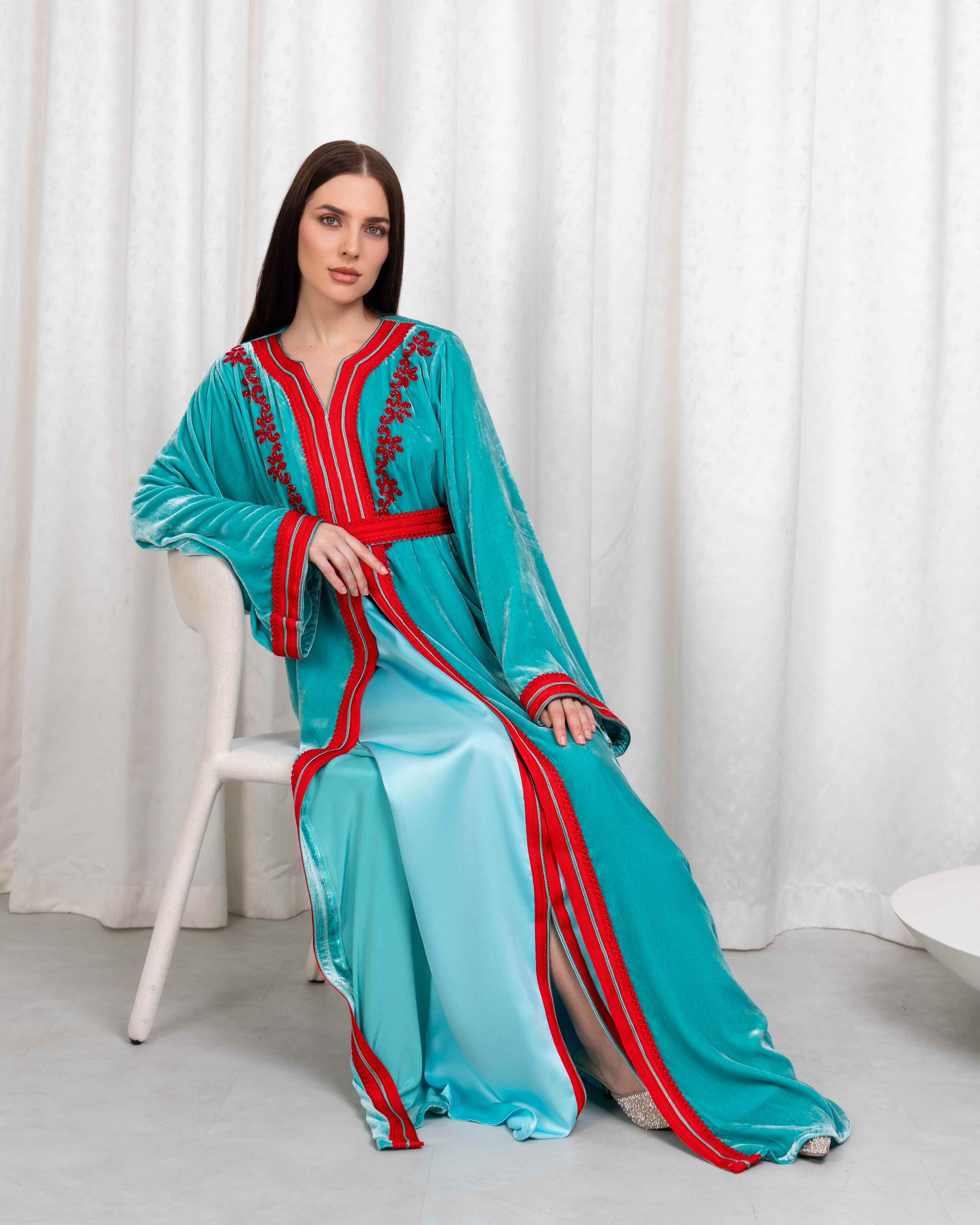 Zafira-KTN080 - Emerald Flame Kaftan