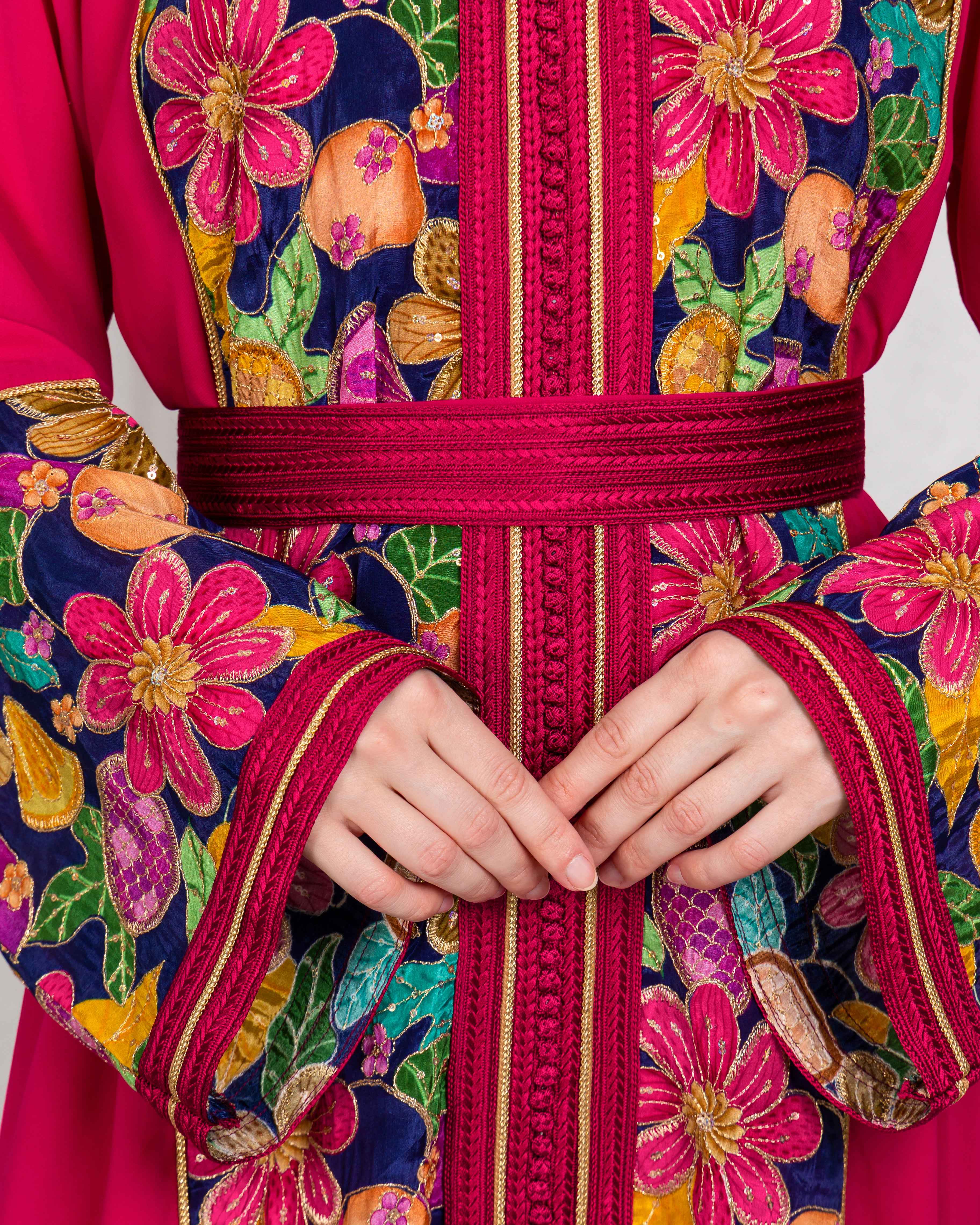 Bloom-KTN077 - Fuchsia Garden Kaftan