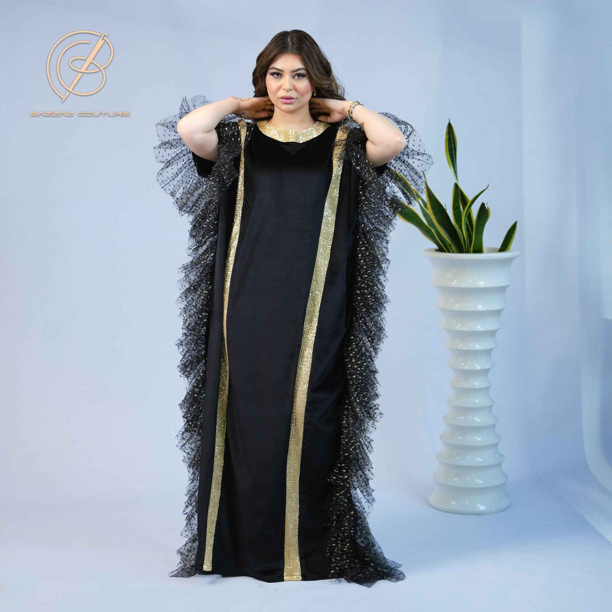 Gleam-KTN005 - Midnight Gold Statement Kaftan