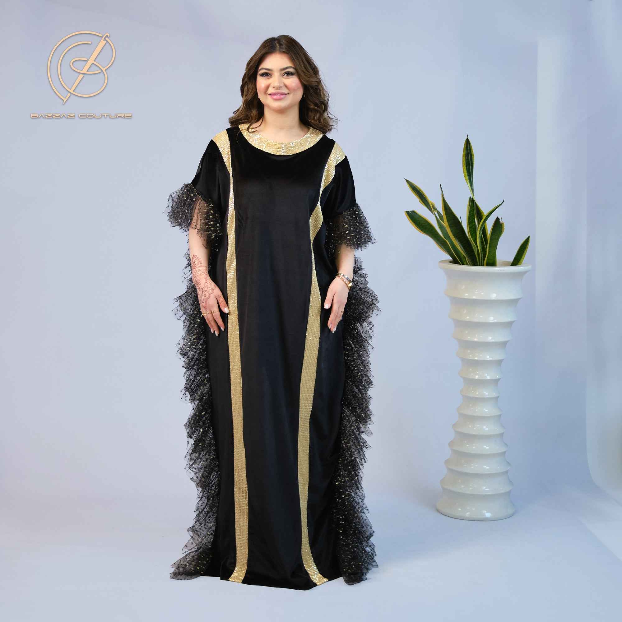 Gleam-KTN005 - Midnight Gold Statement Kaftan