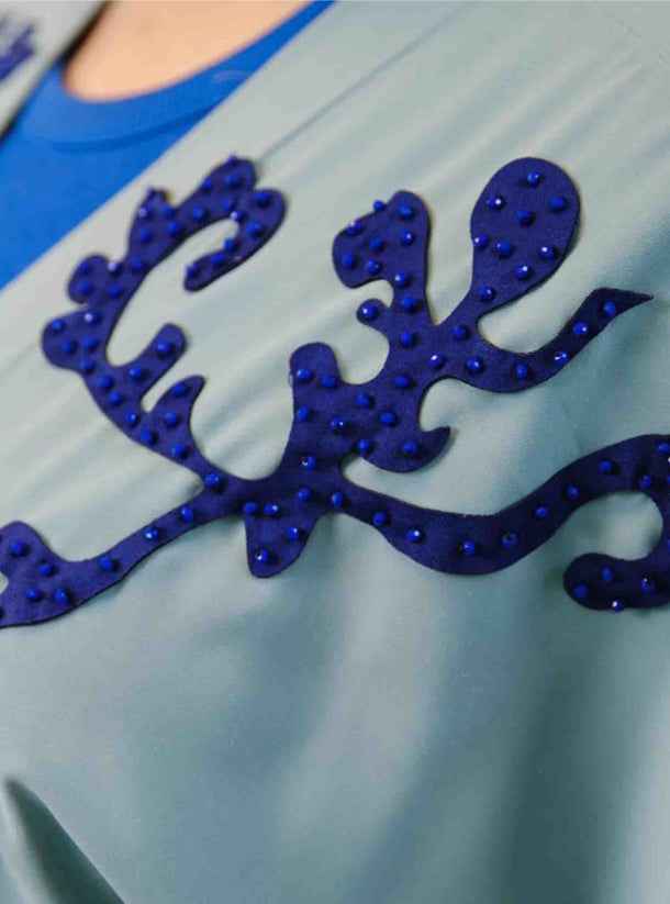 Turquois-ABY007 - Elegant Turquoise Abaya with Intricate Embroidery