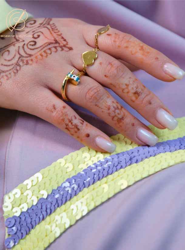 Lilac-ABY010 – Soft Crepe Abaya in Lemon & Lilac Accents