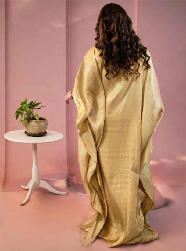 Golden-KTN013 – Luxury Silk Organza Jellabiya