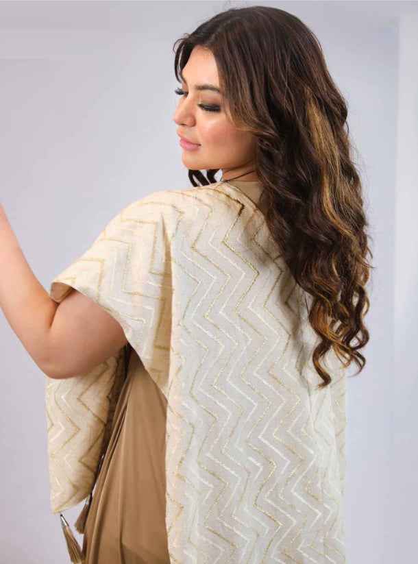 Camel-KTN012 - Elegant Camel Silk Kaftan