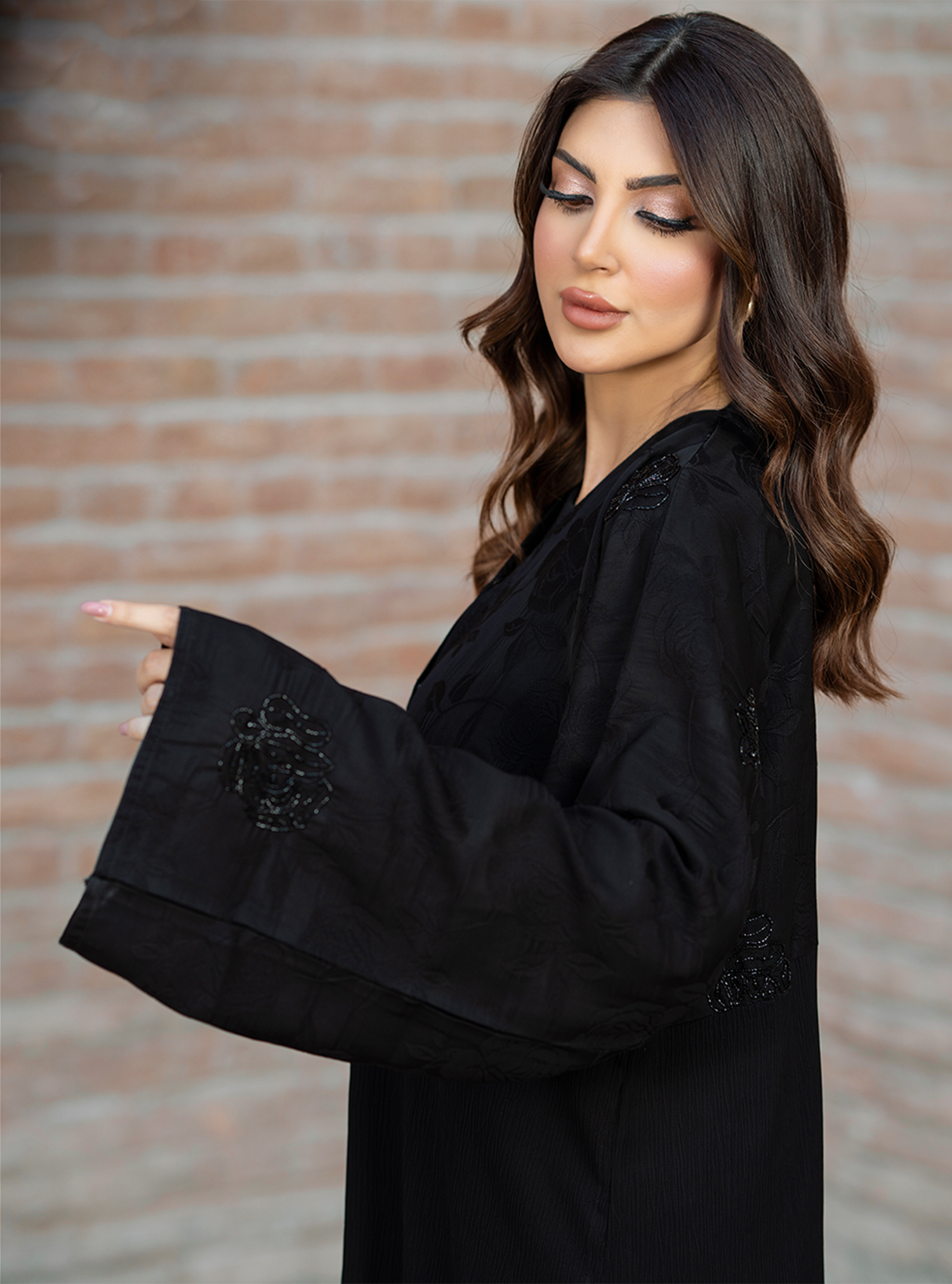 Coal-ABY017 – Classic Black Abaya with Intricate Embroidery & Subtle Sparkling Details - BAZZAZ COUTURE GARMENTS L.L.C